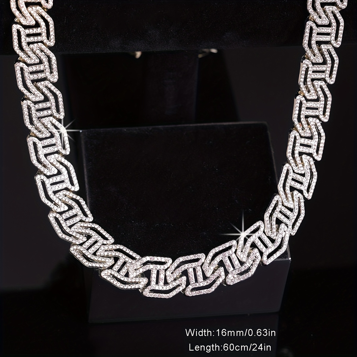 Men's Iced-Out Cuban Link Chain Necklace, Durable Zinc Alloy